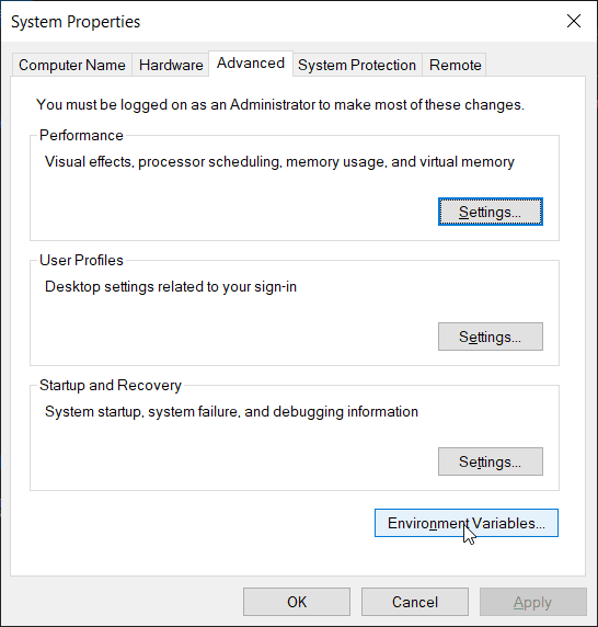 select environment variables